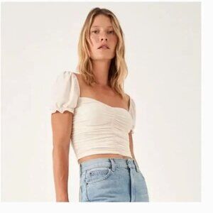 Reformation Fallow Ruched Short Sleeve Top